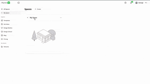 A gif showing how to start a design project on Planner 5D